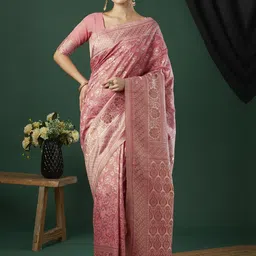 HI FI NX Ethnic Motifs Zari Pure Linen Saree-image-45