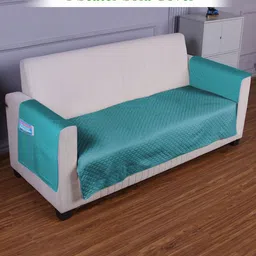HOKIPO Teal 3 Pieces Self Design 1 Seater Seat Mat with Arms-image-97