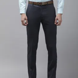 Arrow Men Textured Tailored Mid Rise Flat Front Formal Trousers-image-76