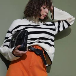 Vero Moda Off White & Black Striped Pullover-40