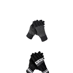 LOOM LEGACY Men Striped Acrylic Winter Gloves-image-91