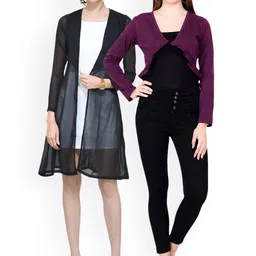 SCORPIUS Women Pack of 2 open front shrugs-image-21
