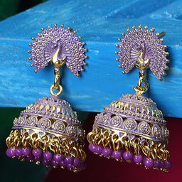 ANIKAS CREATION Purple Contemporary Jhumkas-image-19