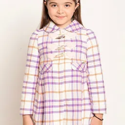 One Friday Girls Checked Peter Pan Collar Toggle-Closure Duffle Coat-image-50