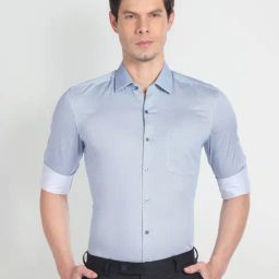 Arrow Blue Cotton Slim Fit Printed Shirt-picture-31