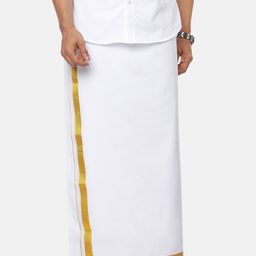 Ramraj Pure Cotton Dhoti Gold Zari Border-picture-44