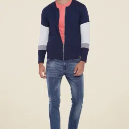 Campus Sutra Navy Solid Jacket-14