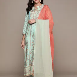 aarke Ritu Kumar Floral Printed Regular Kurta With Trousers & Dupatta-image-75
