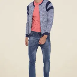 Campus Sutra Blue Textured Jacket-29