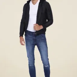 Campus Sutra Black Solid Hoodie Jacket-image-35