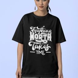 Reifica Women Typography Printed Round Neck Cotton Oversized T-shirt-image-52