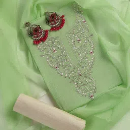Swtantra Floral Kota Doria Peeta Embroidered Gotta Patti Unstitched Dress Material-image-22