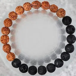 VIBESLE Unisex Brown Rudraksha Beaded Brass Bracelet-image-40