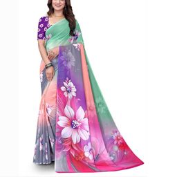 Pemal Designer Floral Pure Georgette Saree-image-58