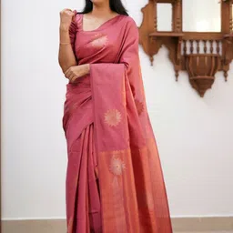 CANIZZARO Woven Design Zari Silk Blend Handloom Banarasi Saree-picture-11