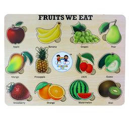 ENJUNIOR BOX -  Wooden Fruits Puzzle without Knobs Educational and Learning Toy for Kids-18