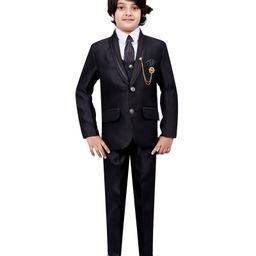 BT DEZINES 5 Piece Full Sleeves Solid Coat Pant Suit  - Black-image-65