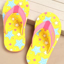 Cute Walk by Babyhug Slip On Flip Flops Stars Print- Yellow-picture-37
