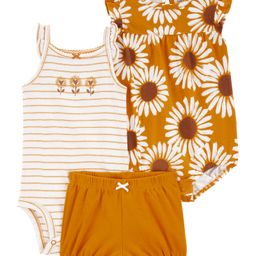 Carter's Cotton Blend Striped Onesie & Shorts Set Floral Print - Yellow-image-10