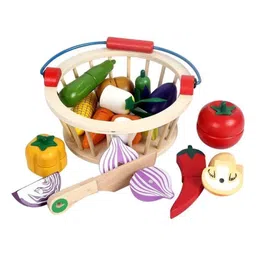 Happy Hues Wooden Vegetable Food Cuttingfor Kids - Assorted Colors-picture-33
