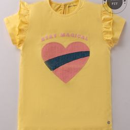 Gini and Jony Knits Half Sleeves Top with Sequin Detailing - Yellow-picture-11