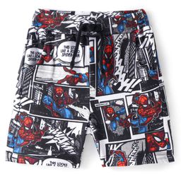 Babyhug Marvel Cotton Woven Mid Thigh Shorts with Spiderman Print - Multicolour-picture-15