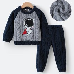 Kookie Kids Raglan Sleeves  Winter Wear Suit with Space Theme Print - Grey-image-81
