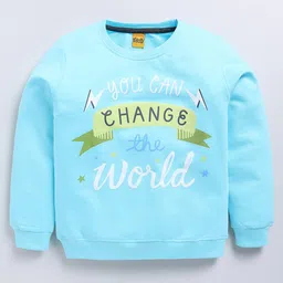 Kidcity Full Sleeves Typography Printed Sweatshirt - Light Firozi Blue-picture-45