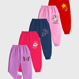 KUCHIPOO Cotton Blend Pack Of 5 Unicorn & Star Printed Pajamas - Pink Red Purple Blue & Magenta-image-28