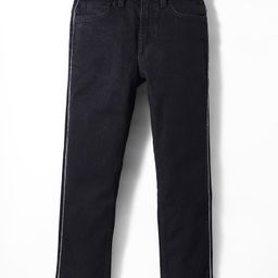 UCB Full Length Straight Fit Solid Color Denim Jeans with Side Bead Lace - Black-image-59