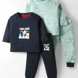 Kidi Wav Pack Of 2 Full Sleeves Teddy Fishing & Dogs Printed Coordinating Tees With Joggers Set - Multi Colour-picture-43