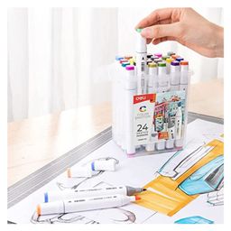 Deli Sketch Marker Dual Tip Art Marker Brush and Chisel 24 Colours - Multicolour image 3