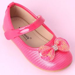 Cute Walk by Babyhug Sequined & Bow Applique Bellies with Velcro Closure - Fuchsia image 3