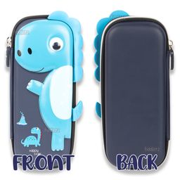 Fiddlerz Pencil Case Dinosaur Hardtop with Multiple Compartments Pouch - Blue image 4