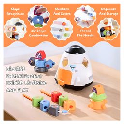 NEGOCIO Montessori Spaceship Toy for Toddlers - Fine Motor Skills, Sorting, Stacking & Building Blocks, Lacing Beads Playset-PACK OF 1-COLOR MAY VARY image 4
