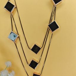 NVR Rhodium-Plated Geometric Shaped Layered Necklace-image-64