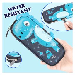 Fiddlerz Pencil Case Dinosaur Hardtop with Multiple Compartments Pouch - Blue image 5