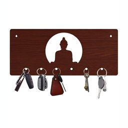 CVANU Brown Patterned Wooden 6 Hooks Key Holders-picture-18