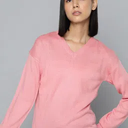 ether Women Pink Solid Knitted Acrylic Pullover-image-30
