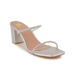 ZENVO Embellished Open Toe Block Heel Pumps image 3