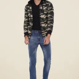 Campus Sutra Green Camo Print Hoodie Jacket-picture-8