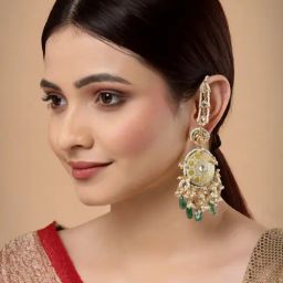 Dugran By Dugristyle Green & White Dangler Earrings for Women-image-81