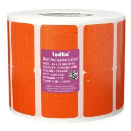 Tudko 25x20 mm 80 GSM 2 UP Self Adhesive Paper Label Orange-image-82