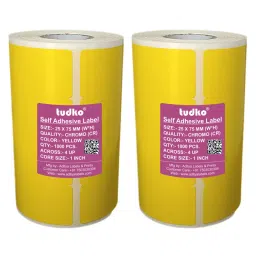 Tudko 25x75 mm 80 GSM 4 UP Self Adhesive Paper Label Yellow (Pack of 2 Pcs)-image-92