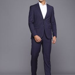 Raymond Contemporary Fit Checked Notched Lapel Single-Breasted 2 Piece Formal Suits-image-64