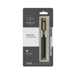 Parker VECTOR Gold Plated Standard Gold Roller Ball Pen (Blue), 8901198429791-6