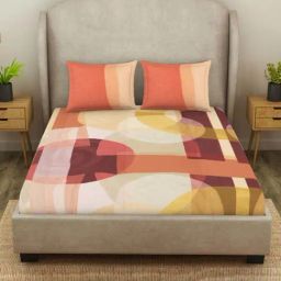SPACES Canvas Pearled Ivory Cotton 138 TC Viscose Double Size Bedsheet With Pillow Covers-image-82
