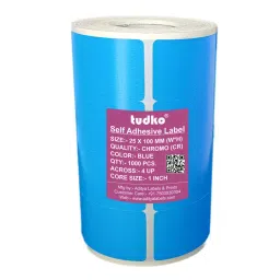 Tudko 25x100 mm 80 GSM 4 UP Self Adhesive Paper Label Blue-23
