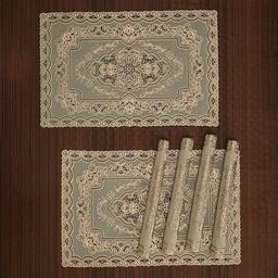 Kuber Industries Gold Toned & Off White 6 Pieces Textured Anti-Slip Table Placemats-42