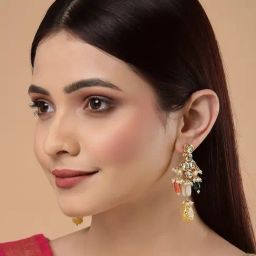 Dugran By Dugristyle Multi Dangler Earrings with Kundan & Pearls for Women-image-83